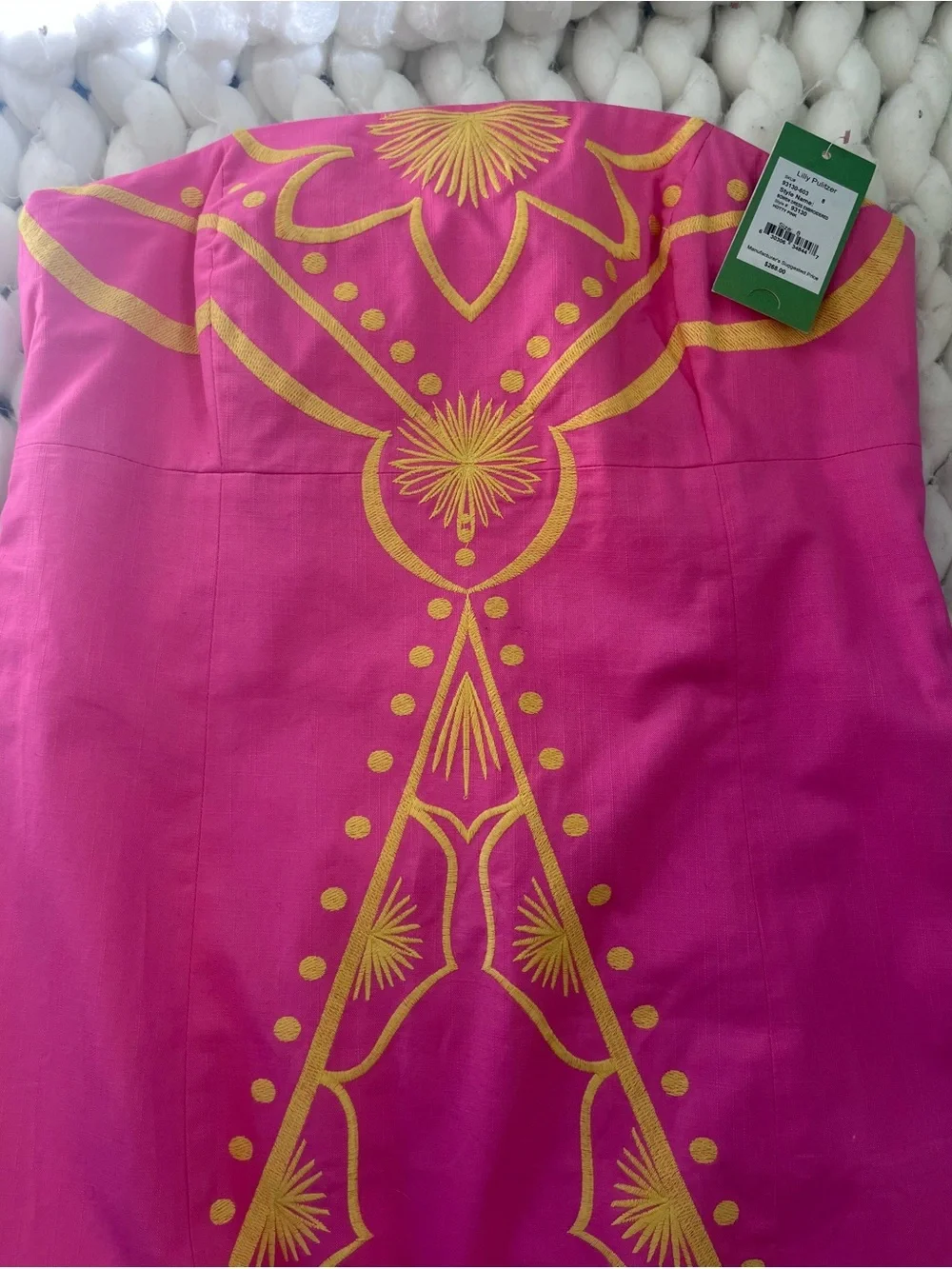 NWT Lilly Pulitzer Strapless Pink Dress with Yellow Motif - Picture 5 of 9